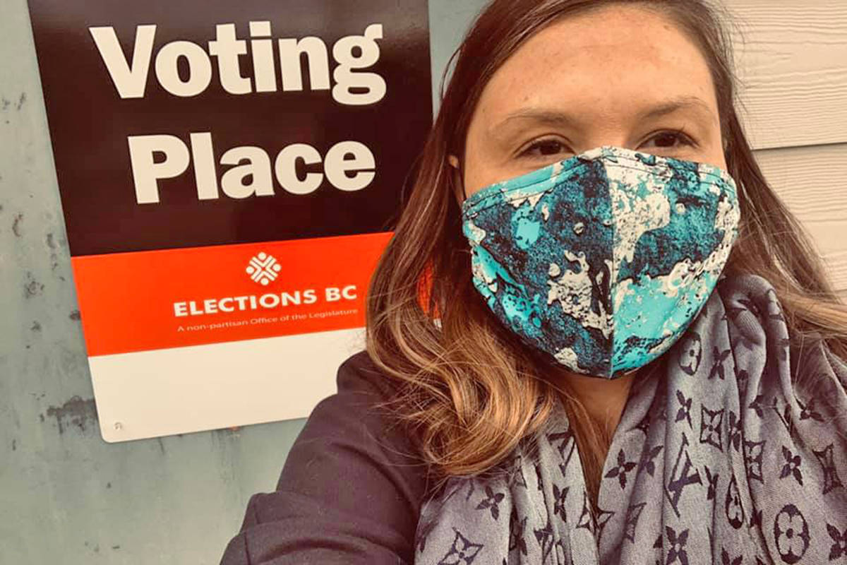Chastity Davis-Alphonse took the time to vote on Oct. 21. B.C’s general Election Day is Saturday, Oct. 24. (Chastity Davis-Alphonse Facebook photo)