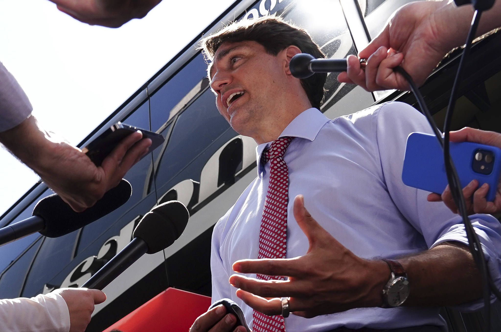 Prime Minister Justin Trudeau talks with reporters after taking part in a virtual G7 meeting on the crisis in Afghanistan virtually from Hamilton, Ont., on Tuesday, Aug 24, 2021. THE CANADIAN PRESS/Sean Kilpatrick