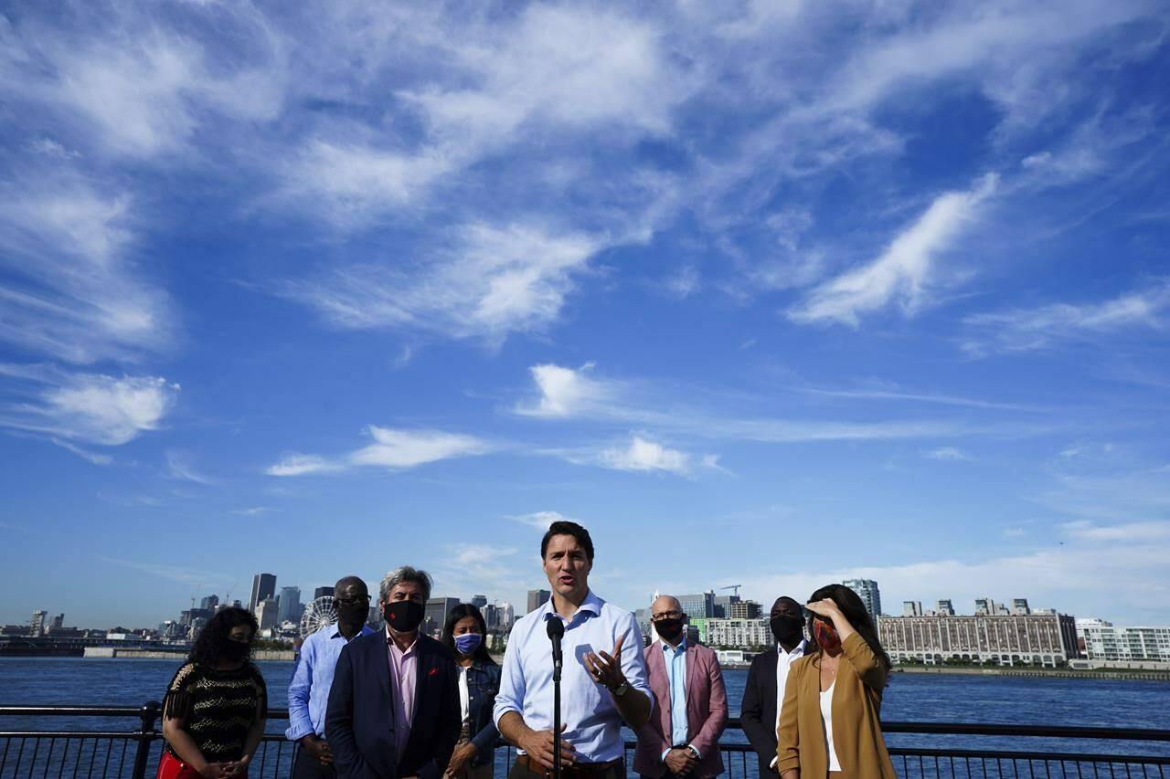 Liberal leader Justin Trudeau makes a campaign stop in Montreal, Quebec, on Thursday, Sept. 16, 2021. THE CANADIAN PRESS/Sean Kilpatrick
