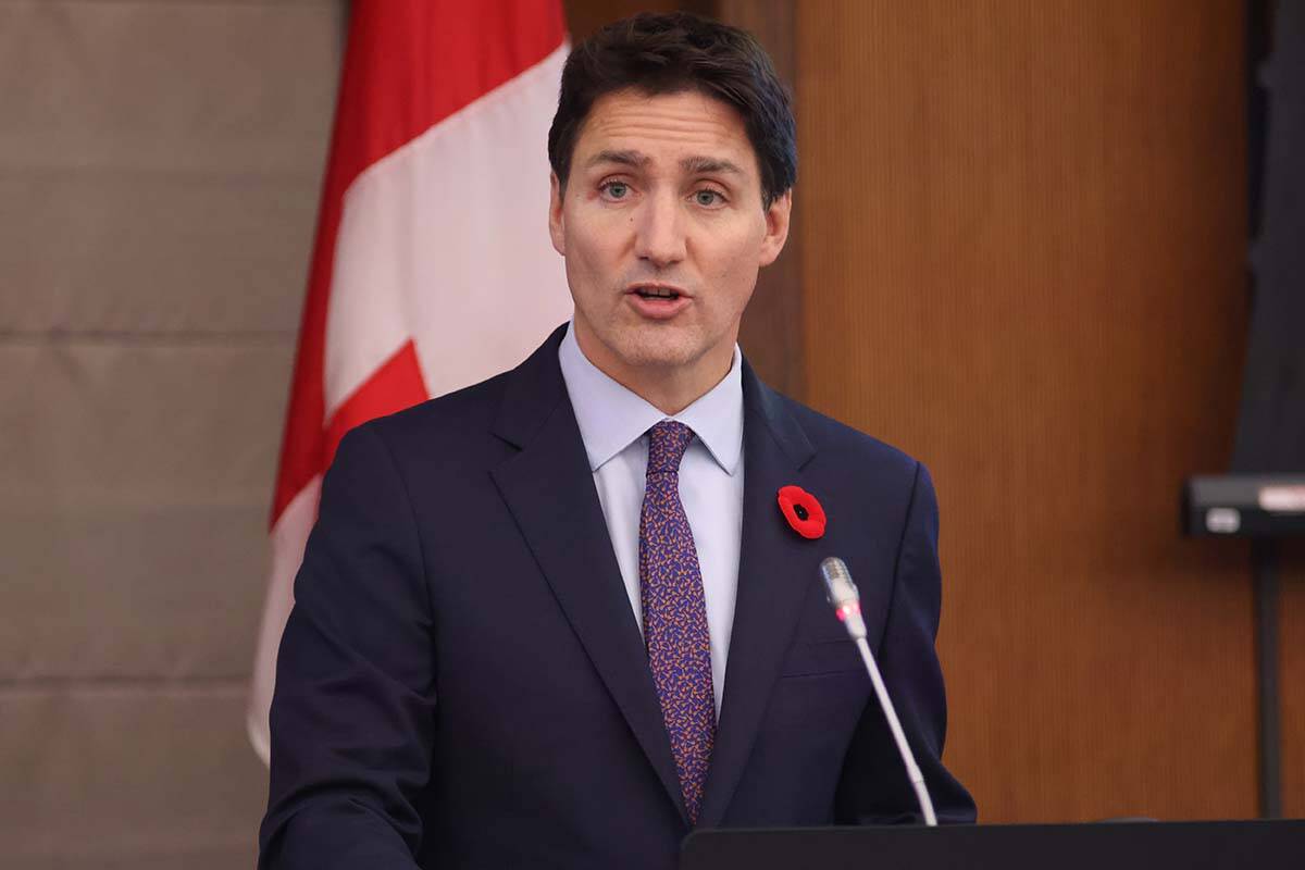 Prime Minister Justin Trudeau speaks at a Sustainable Finance Forum on Parliament Hill in Ottawa on Wednesday, November 2, 2022. THE CANADIAN PRESS/ Patrick Doyle