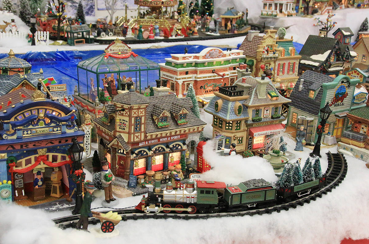 A penny arcade, a wine shop, a restaurant, and a train: this table has it all. (Lexi Bainas/Gazette)