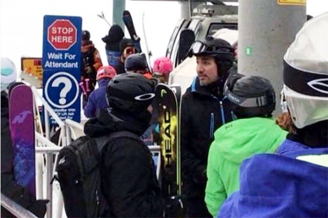 Prime Minister Justin Trudeau is seen standing in line for the gondola at Kicking Horse Mountain Resort on Jan. 4. The prime minister was in Revelstoke for a few days, but a representative from the ski hill said the family had not skied on Jan, 2 or 3 when they were in town. (Instagram/matheson29)