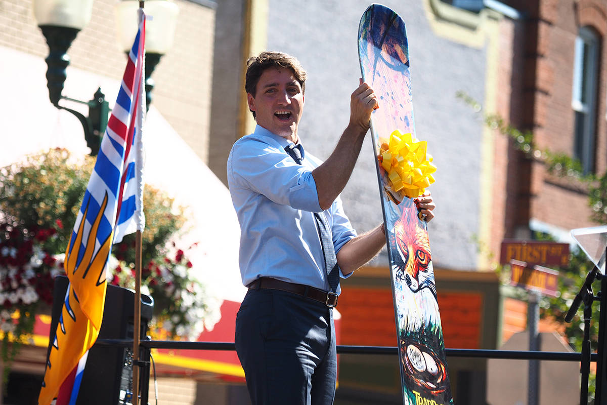 Prime Minister Justin Trudeau was gifted a snowboard from Trapper Snowboards during an official visit to Revelstoke last summer. (File)