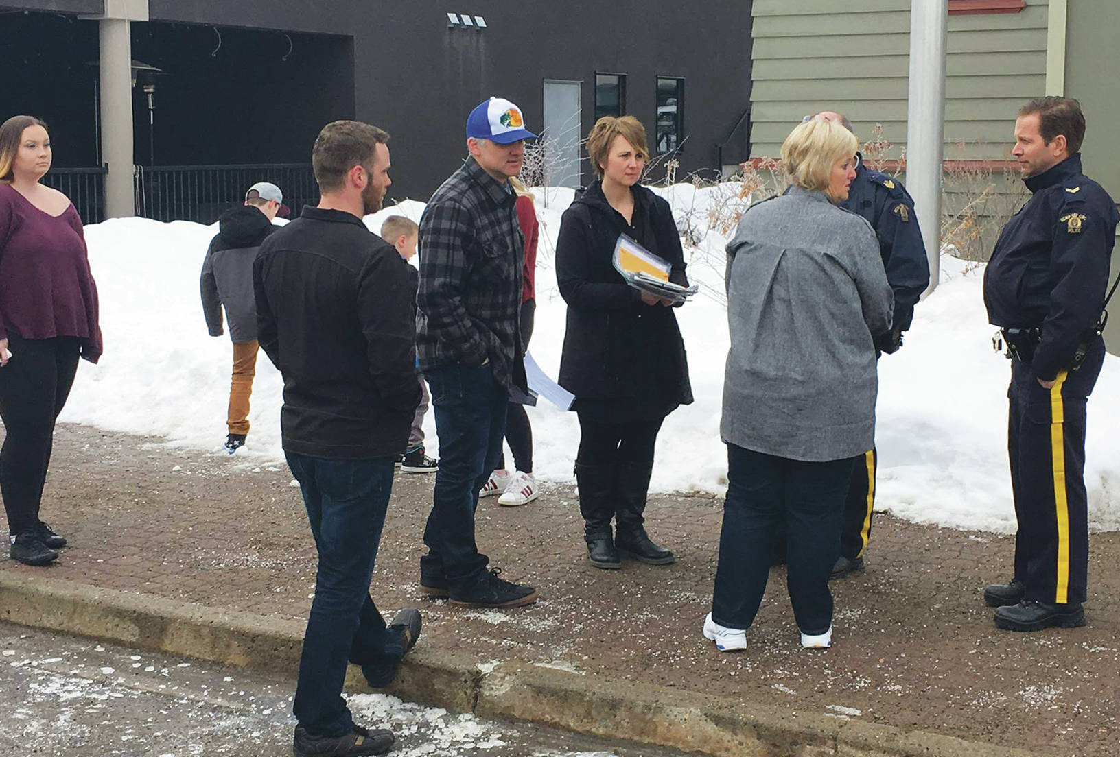 Friends and family members of Murray Simmons spoke with police outside the Princeton courthouse Friday.