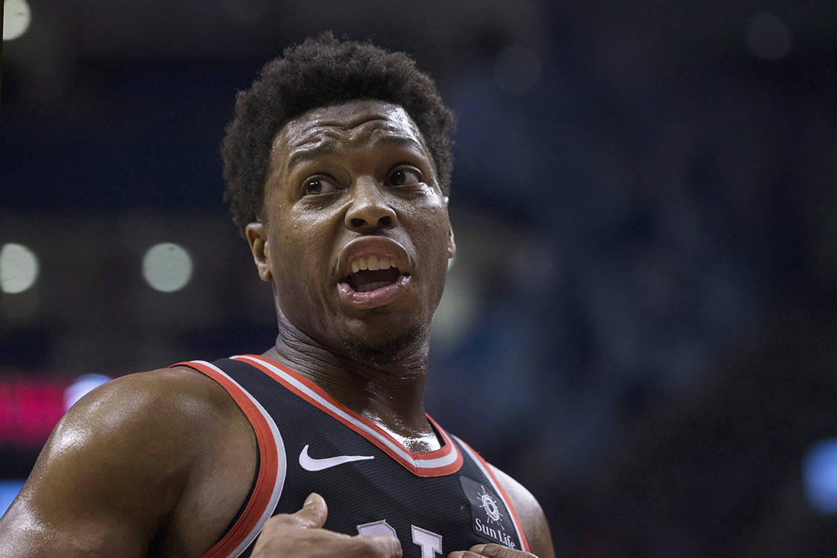 Toronto Raptors guard Kyle Lowry reacts during second half NBA basketball action against the San Antonio Spurs in Toronto on Friday. Lowry was selected for the NBA All-Star Game. THE CANADIAN PRESS/Chris Young