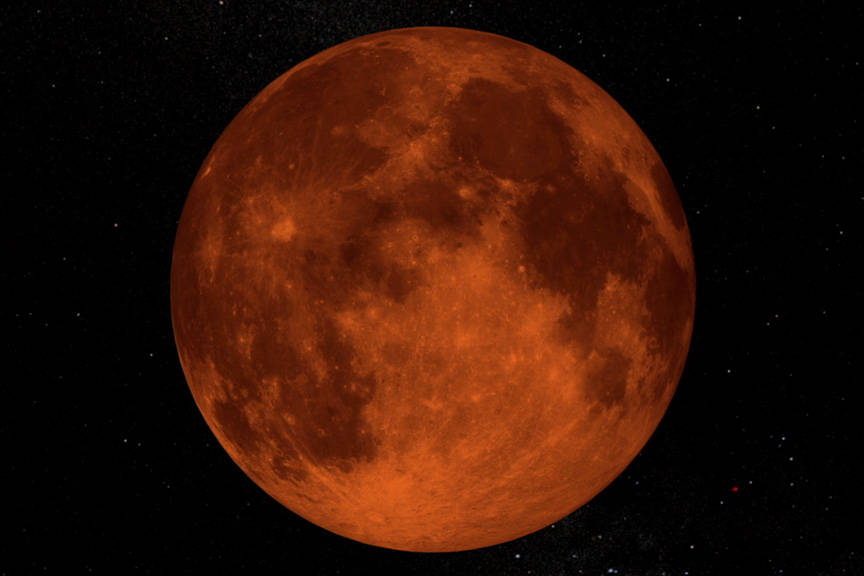 Blood moons (lunar eclipses) aren’t uncommon, but combined with a supermoon and a blue moon, they’re exceedingly rare. (Image courtesy NASA)