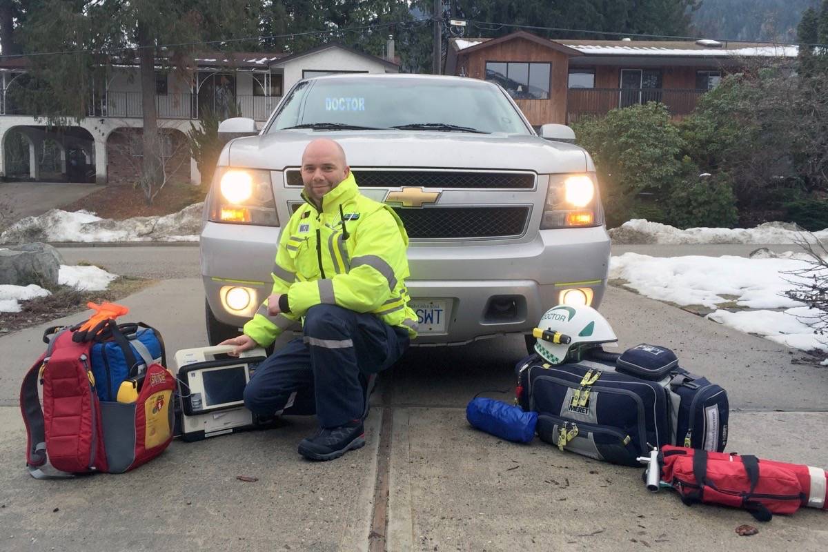 Dr. Nic Sparrow volunteers his time assisting emergency services at some of the most serious 911 calls in the West Kootenay. (Submitted photo)