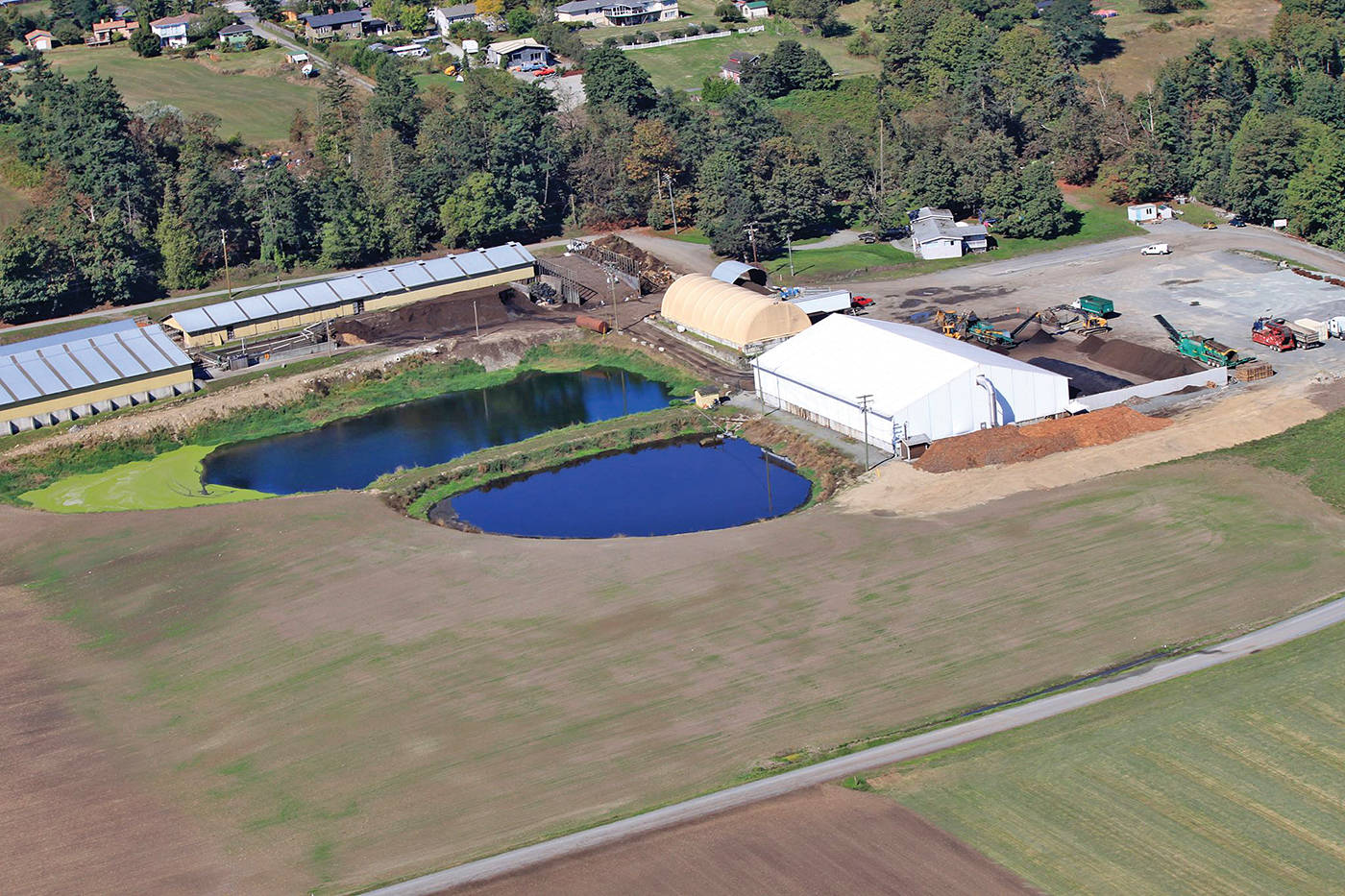 An ariel view of Stanhope Farm’s composting area. The Lochside Trail is at the bottom of the picture and the proposed pot greenhouses are proposed for the land further to the east of the popular trail. (File)