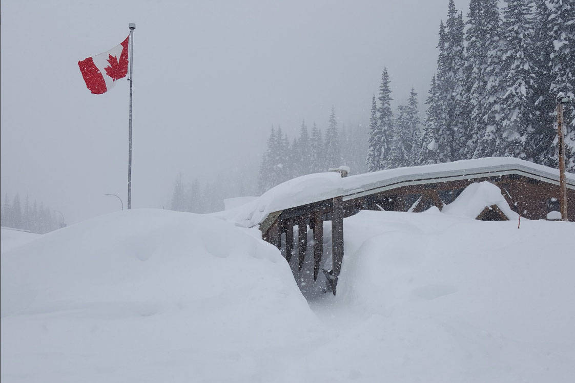 There’s a lot of snow at Rogers Pass on Hwy. 1. (Twitter/LaoneHuman)