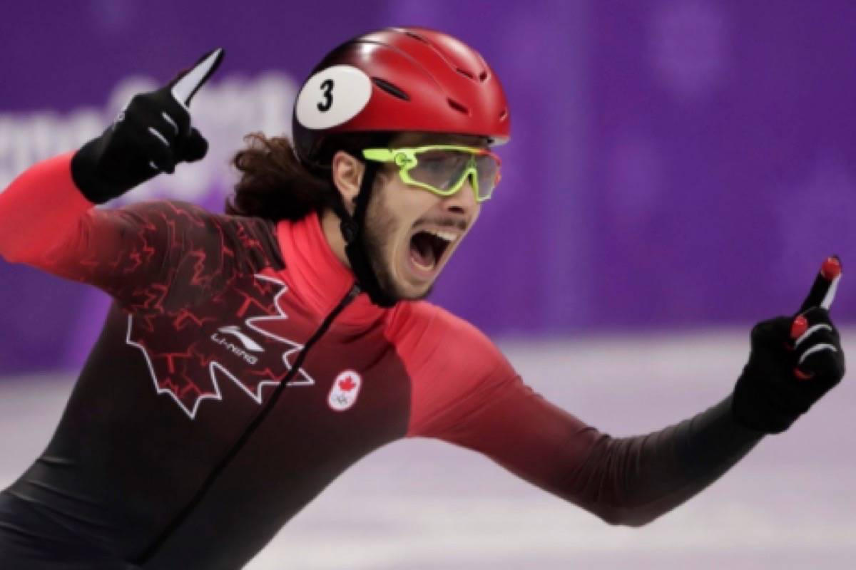 Olympic rookie Samuel Girard wins gold for Canada in the men’s 1000m short track speed skate on Day 8 of the 2018 Pyeongchang Olympics. (Team Canada)