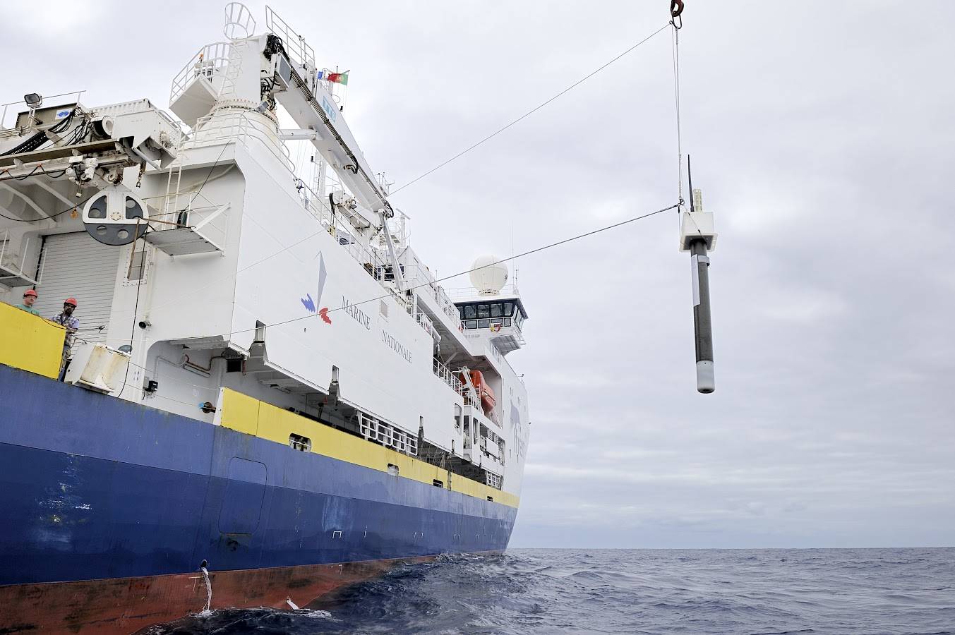 An Argo float (a French version called an Arvor) is being launched from a French research vessel called the “Pourquoi Pas?” or “Why Not?”. It is one of 3,800 such floats monitoring ocean temperature and salinity around the world. (Provided)