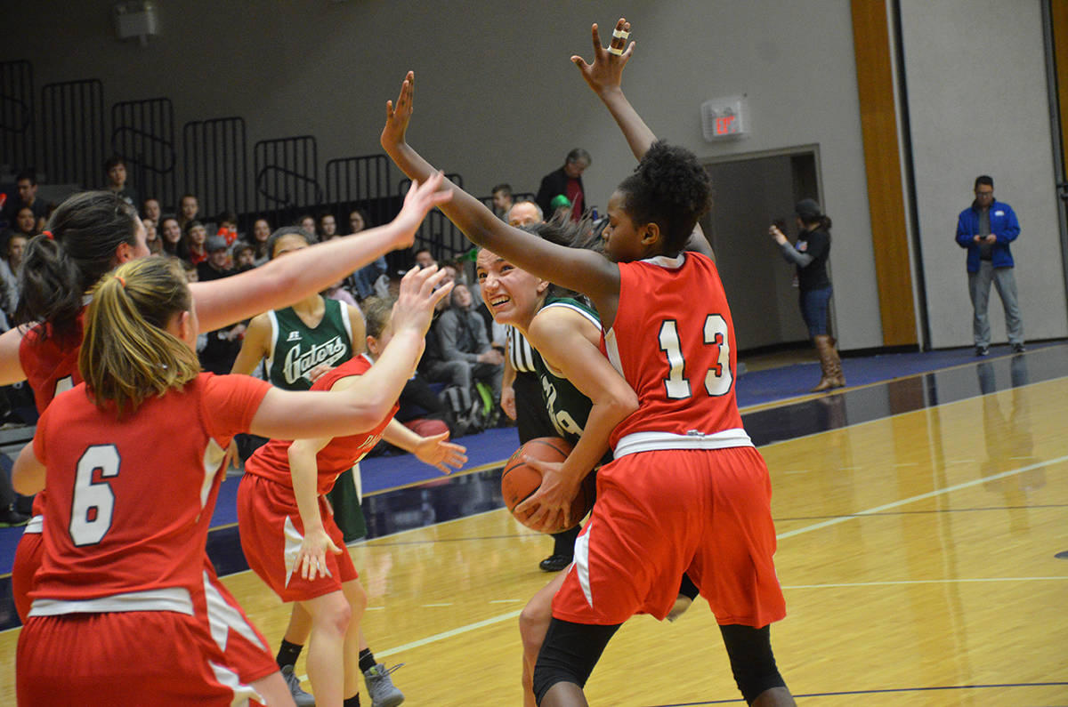 Walnut Grove’s Jessica Wisotzki against Abby Panthers’ Beryl Kithinji during BC AAA senior girls semifinals at LEC. Gary Ahuja Black Press