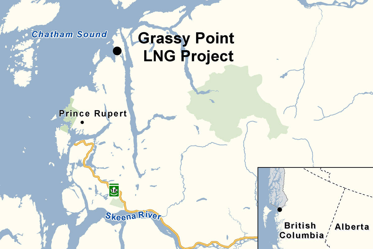 Map of the now cancelled Grassy Point LNG project. (CEAA photo)