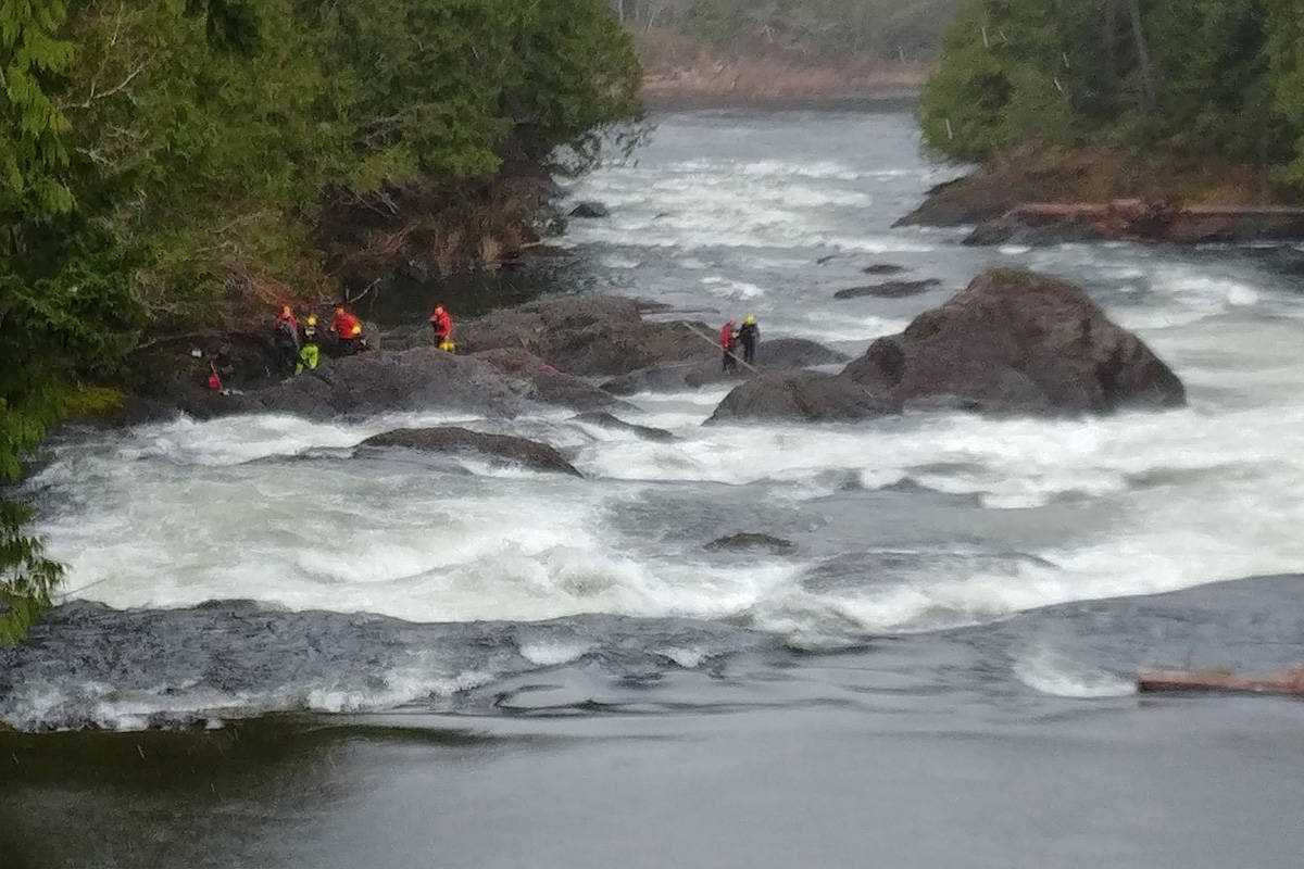 DEBRA LYNN PHOTO                                Search and Rescue mission underway at the Marble River rapids on April 10th.