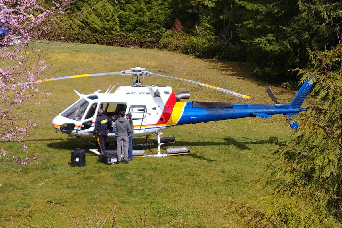 DEBRA LYNN PHOTO                                RCMP Helicopter, RCMP Underwater Recovery Team,Campbell River Ground and Swift Water Search and Rescue Team and the Canadian Coast Guard were all involved with the search.