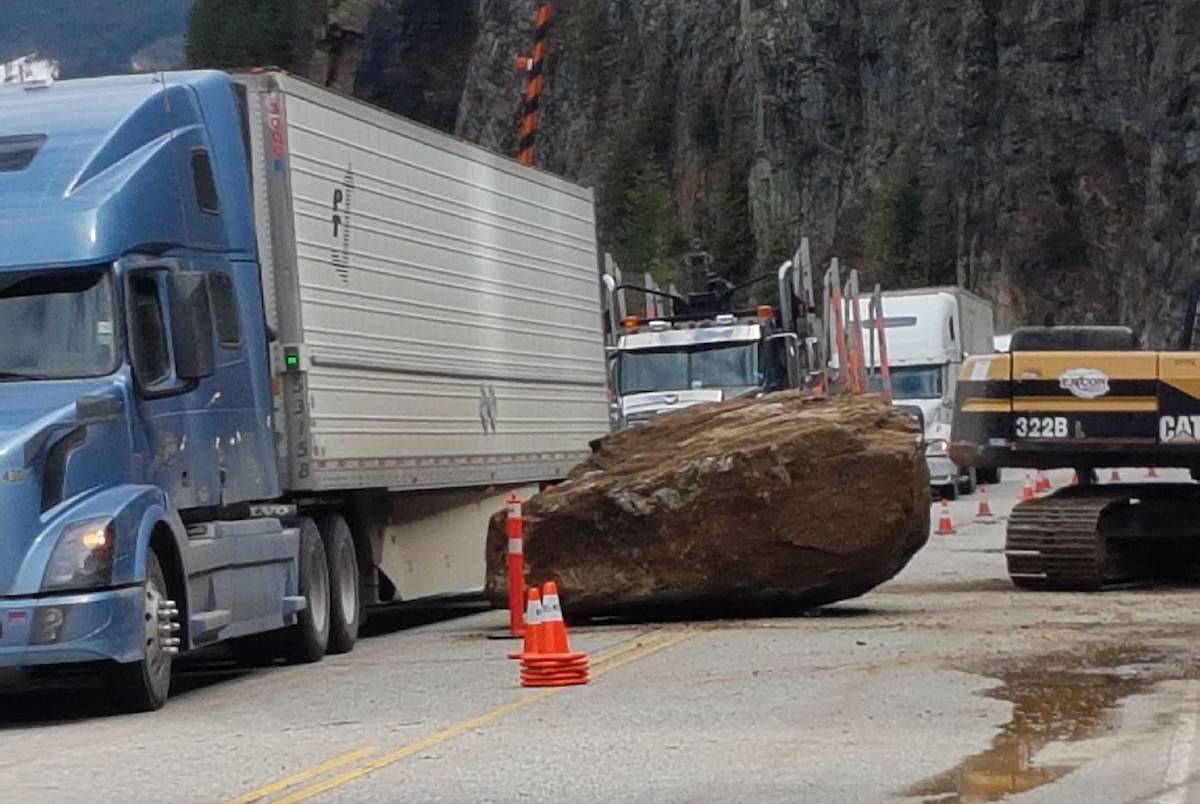 A truck driver snapped this photo as he is stuck at Three Valley Gap. Image credit: Kelly Zawyrucha