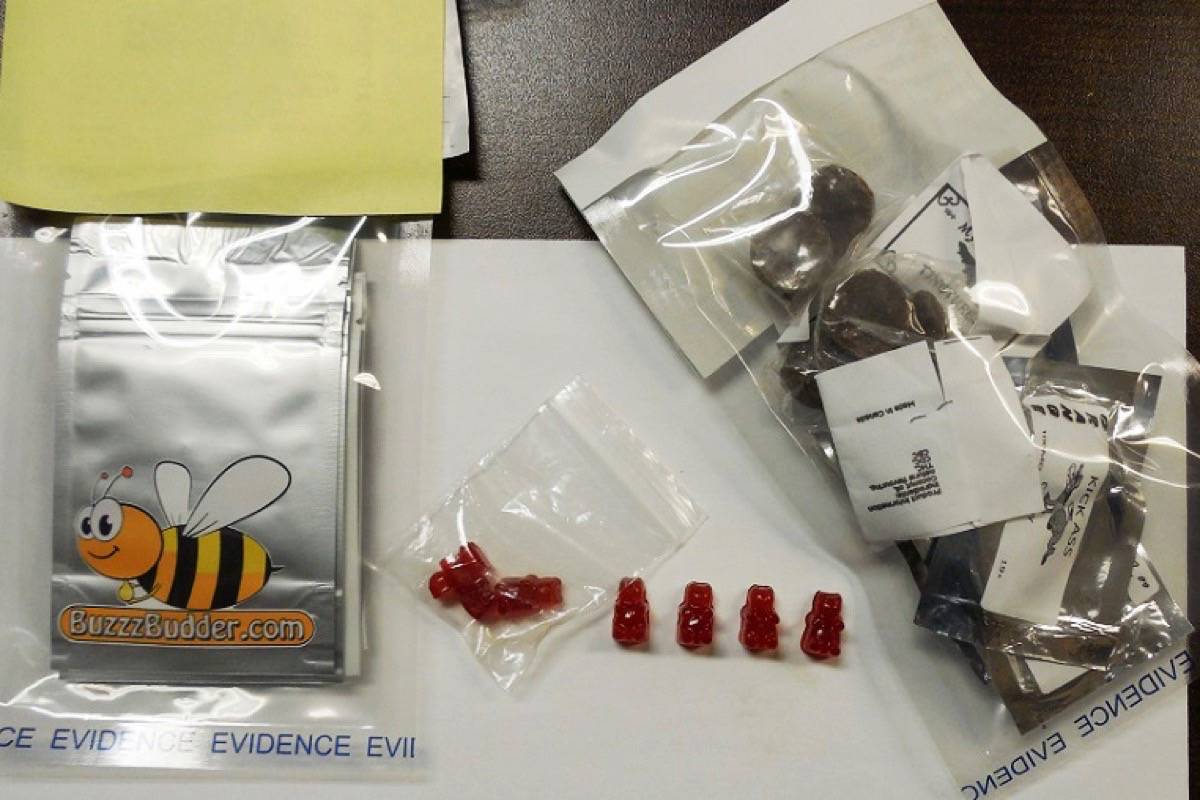 Oceanside RCMP is asking the public to be careful of illegal drugs packaged to look like candy. Above is an example of cannabis products made to look like candy that Oceanside RCMP recently seized. — Oceanside RCMP photo