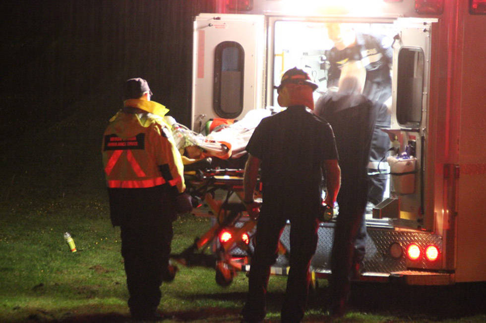 Two people were reportedly hit by a train at the Yale Road crossing in Rosedale on Tuesday night. None of the injuries are believed to be life threatening. (Shane MacKichan photo)