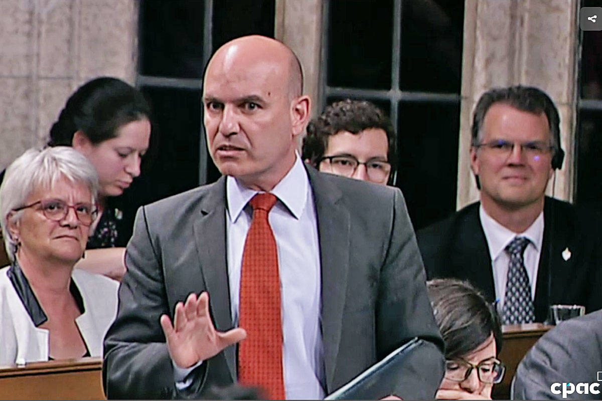 Skeena-Bulkley Valley MP Nathan Cullen questions Prime Minister Justin Trudeau decision to purchase the Kinder Morgan pipeline in the House of Commons on May 30. (CPAC photo)