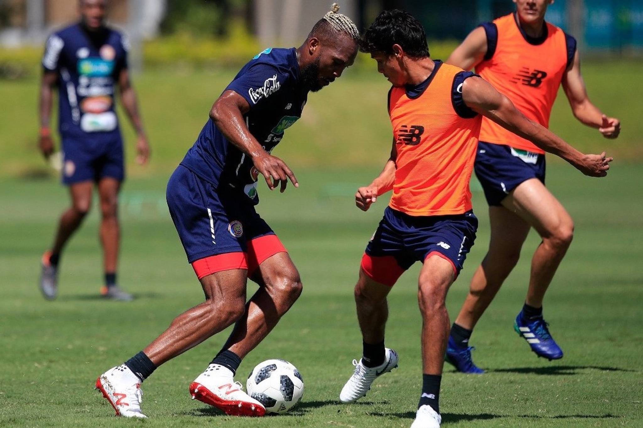 Vancouver Whitecaps’ Captain, Kendall Waston (with ball), prepares for his first World Cup match against Serbia on June 17 as he represents his native Costa Rica (via @kwaston88/Twitter)
