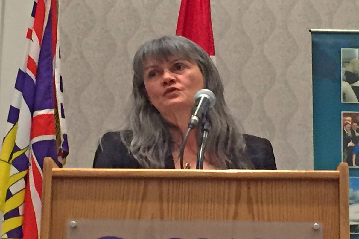 B.C. RCMP deputy commissioner Brenda Butterworth-Carr was the keynote speaker at the Kelowna Chamber of Commerce luncheon today. Photo: Barry Gerding/Black Press