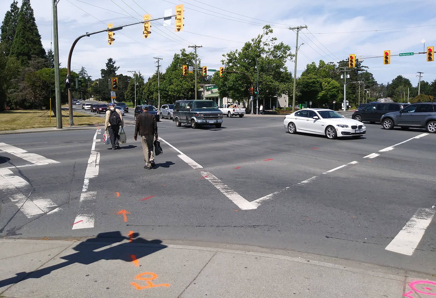 Motorists can expect delays along McKenzie and Quadra this summer as crews work on traffic signals at the intersection. (Dan Ebenal/News Staff)