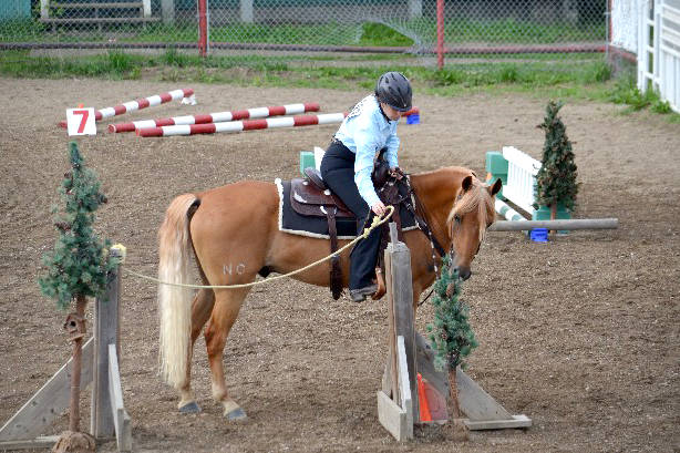 Abby McLuskey and Noble-T-Remington take part in the BC 4HOkanagan Stock Show at the Armstrong IPE fairgrounds last weekend which saw 48 kids from five 4H horse clubs wrap up their week with a horse show followed by an awards banquet and dance. Youth competed in jumping, reining, trail, equitation and pleasure. (Submitted Photo)