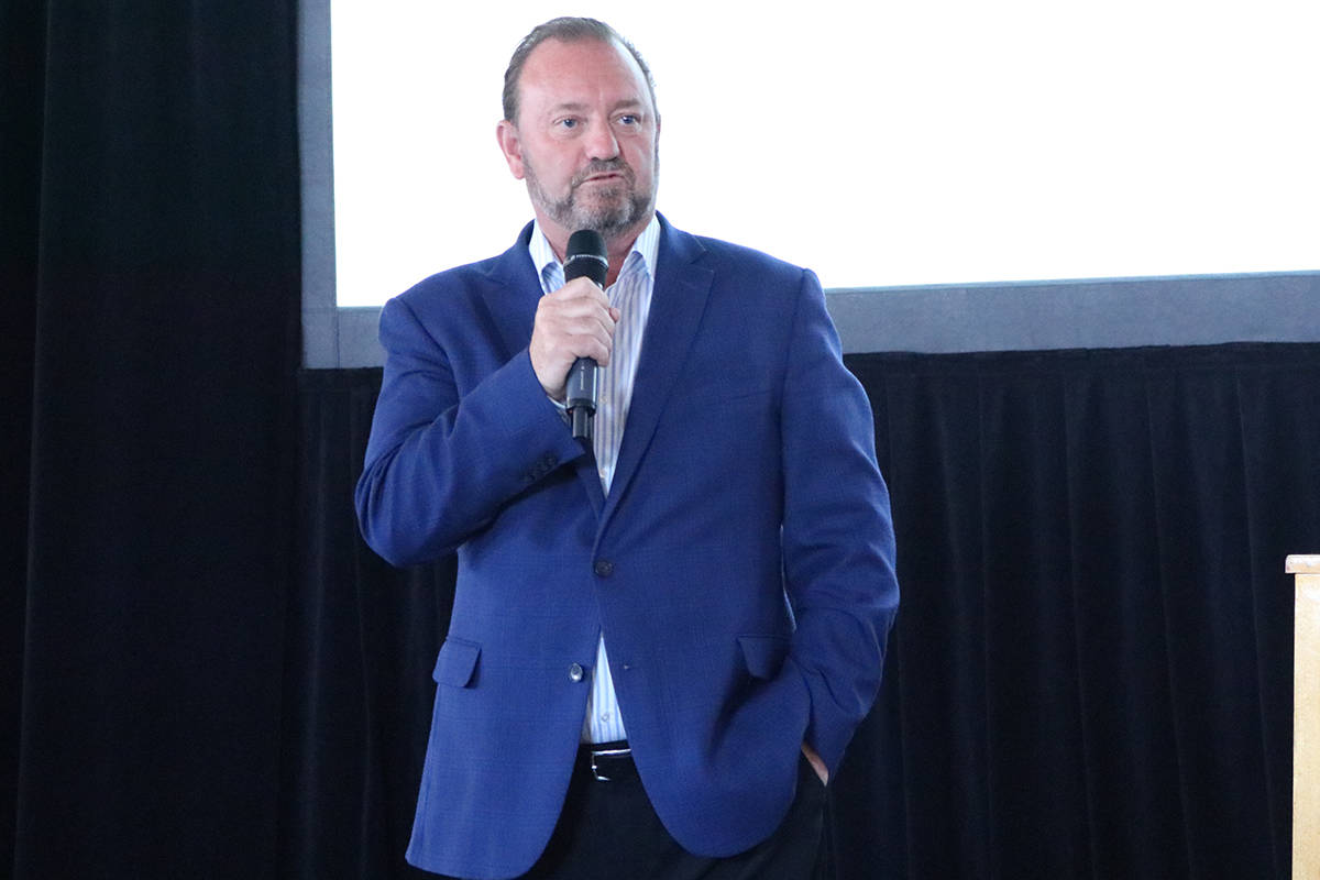 David Clanachan, Commissioner of the Canadian Premiere League, said it was an easy decision to pick Langford as the place for one of the first CPL teams and he thanked Langford Mayor Stew Young for making it happen. (Lindsey Horsting/News Gazette staff)