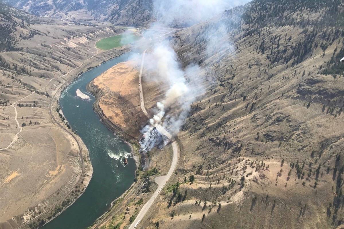 BC Wildfire Service                                A fire is currently burning near Highway 1 north of Spences Bridge.
