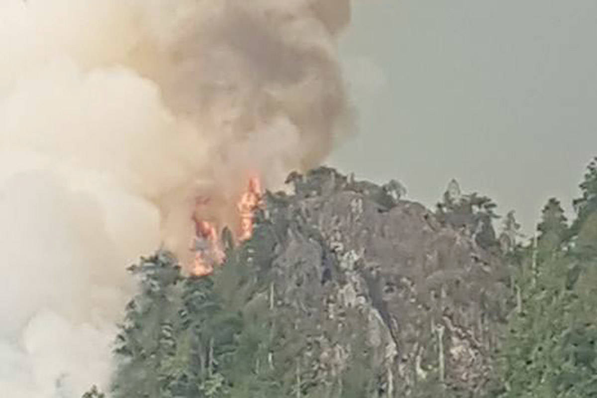 An area resident snapped this image of a wildfire burning just outside of Zeballos, a tiny logging village on the west coast of the Island.