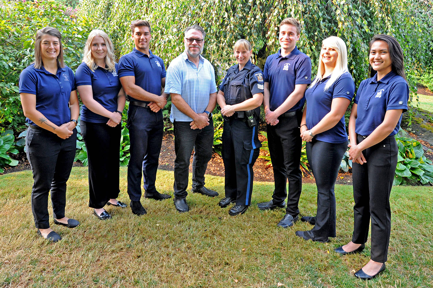 Members of the Saanich Crime Prevention Team stand with volunteer co-ordinator Ian Gibbs and Saanich Police Sgt. Sherry Walsh of the Community Engagement Division.                                Photo submitted