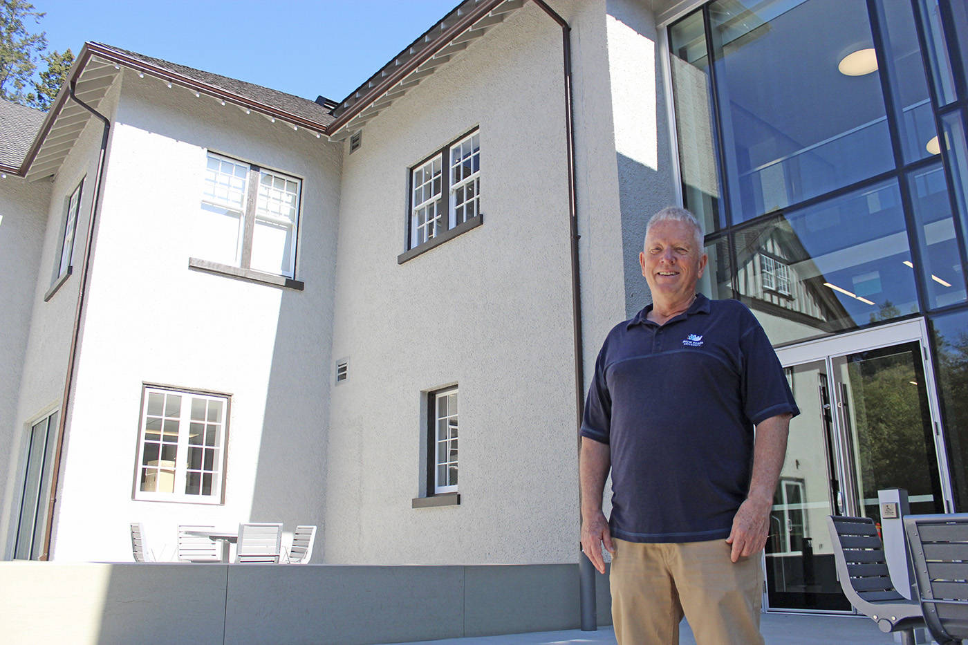 Allan Cahoon, president of Royal Roads University, shows off the new state-of-the-art Sherman Jen building, which will be home to a wide range of fields including environmental science, tourism, and business and international student programs. (Kendra Wong/News Gazette staff)