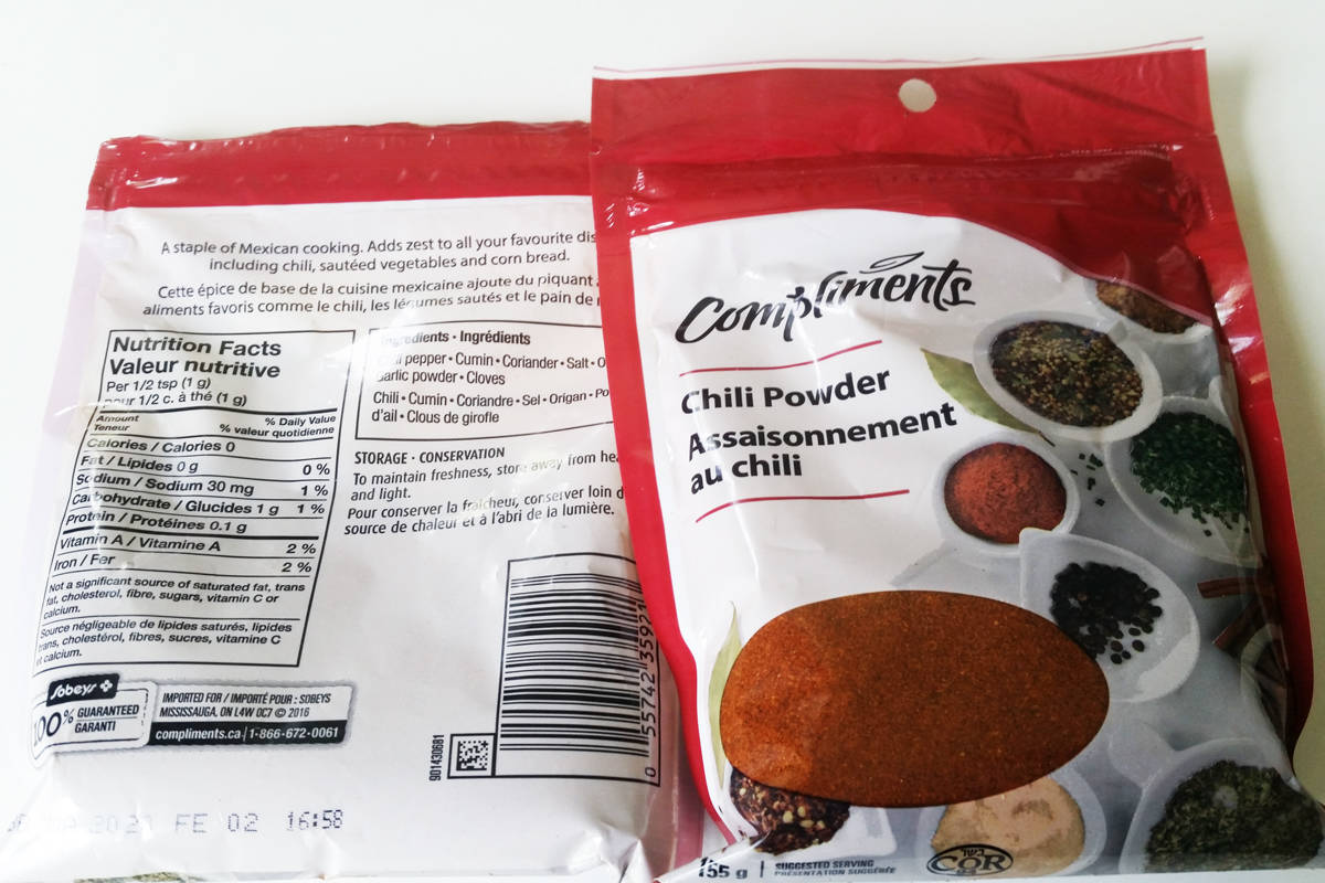 La Cie McCornick Canada has recalled its Compliments brand chili powder due to salmonella concerns. (Submitted photo)