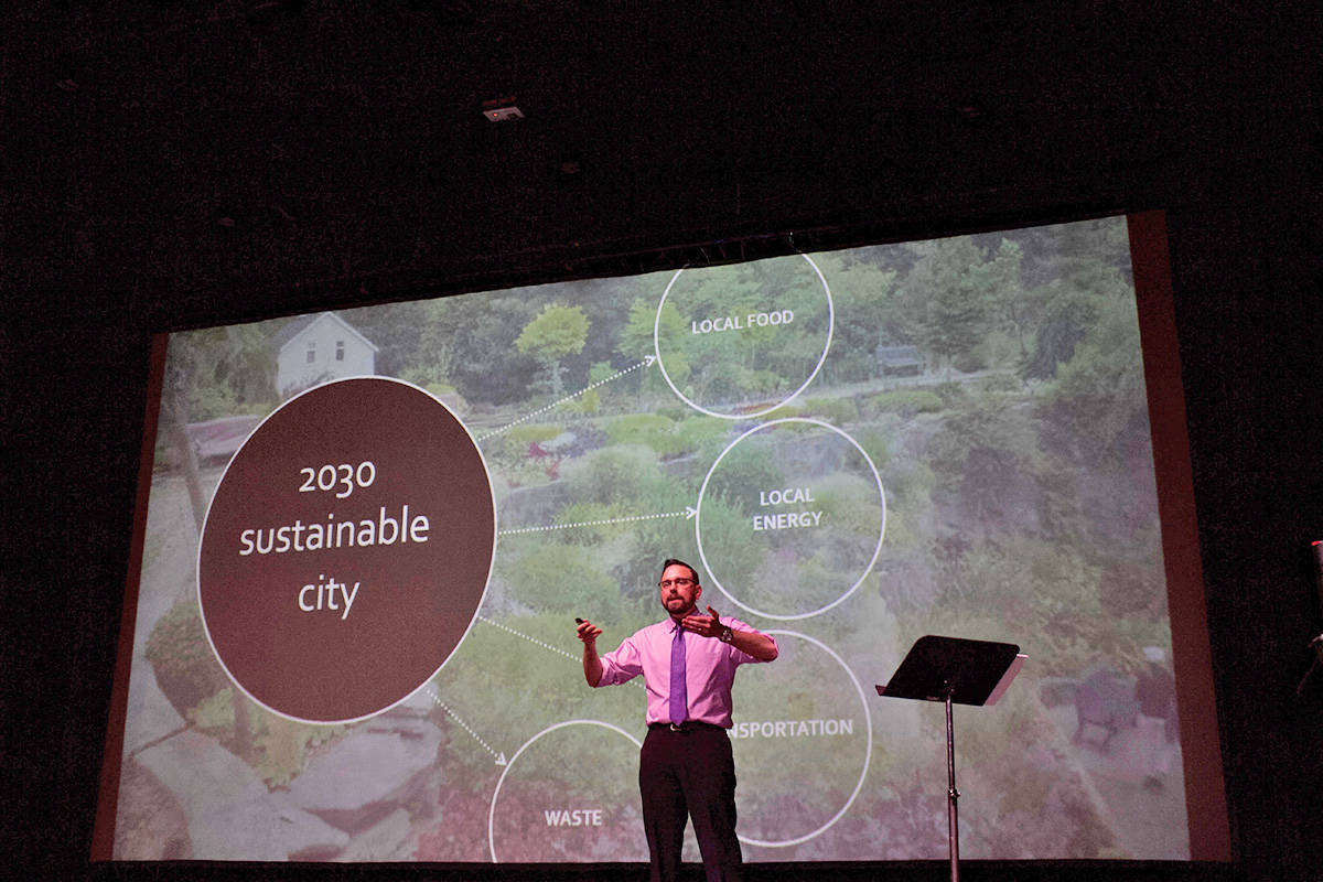 Mayor Lee Brain talks about his vision for Prince Rupert at the Hays 2.0 event on April 25, 2018. He will be the city’s mayor by acclamation. (Marc Fawcett-Atkinson / The Northern View)