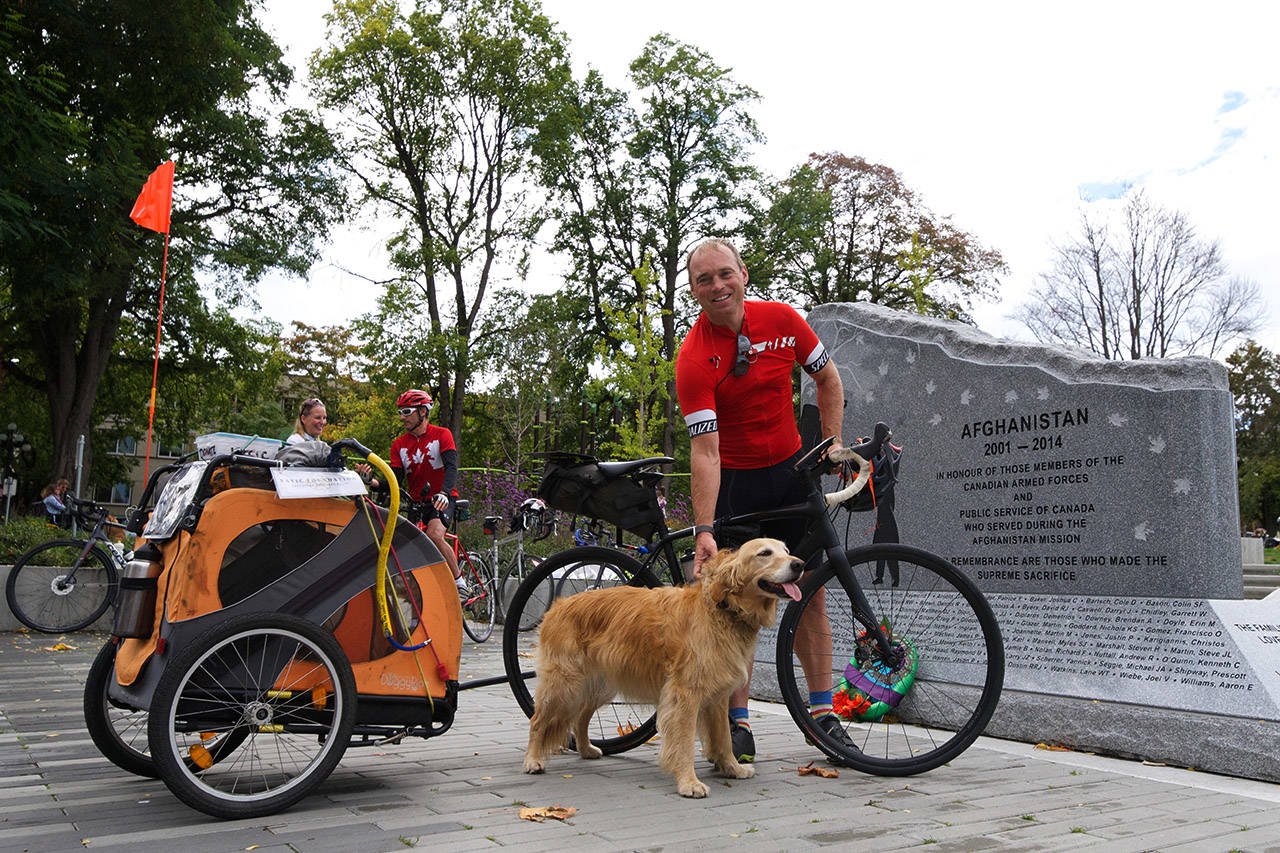 Brian Nadon and his dog, Ginger-Bella, just finished a 110-day journey across Canada to raise awarenss about PTSD for the Vatic Foundation. (Nicole Crescenzi/News Staff)