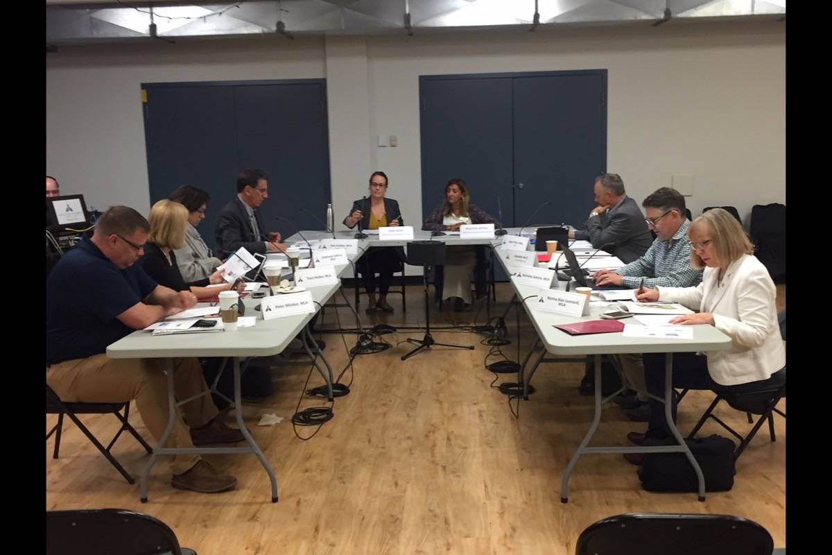 The select standing committee on provincial finance and government services held a public forum in Kelowna on Thursday to listen to public input about spending priorities for the 2019-20 provincial budget. Photo: Black Press/Barry Gerding