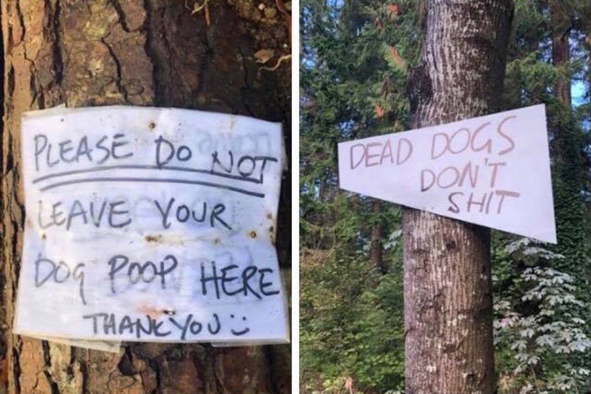A sign that Meaghan Lind-Petersen said was hanging near where a dog was allegedly poisoned in North Vancouver Friday. (Meaghan Lind-Petersen/Facebook)