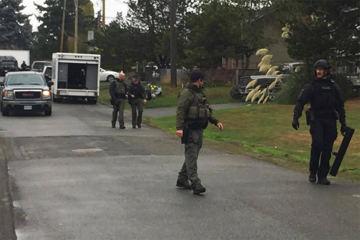Police were on scene for much of Sunday at Barrington Road, a cul-de-sac near Carey Road and Baker Street. (Wolf Depner/News Staff)