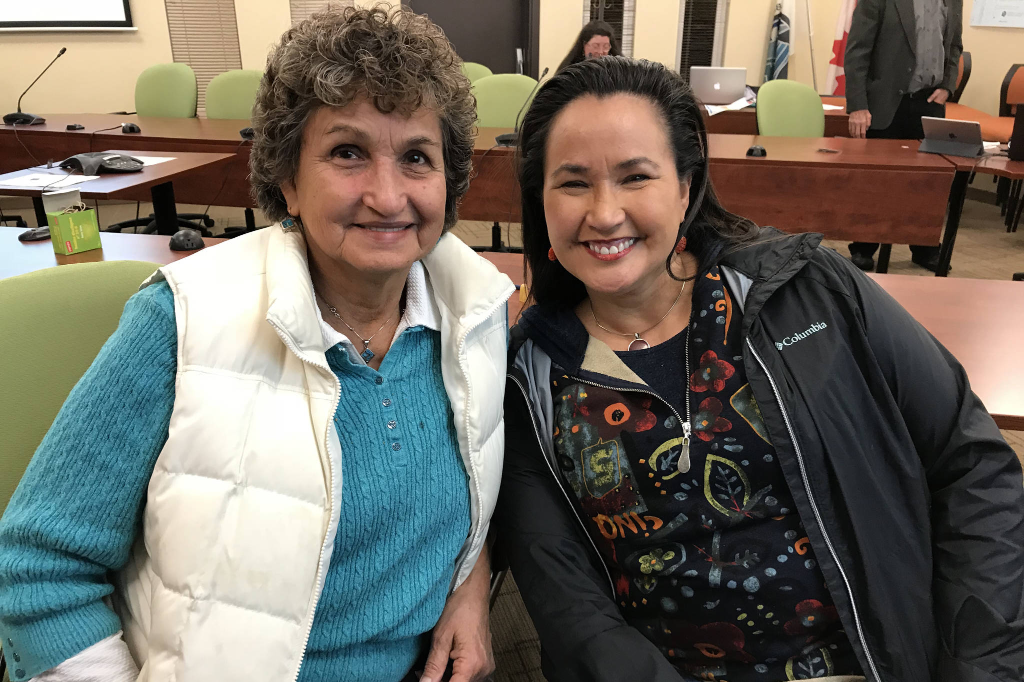 Jane Jones, left, encouraged her daughter Connie Watts to run for school board trustee. Now Jones is off the board and Watts will take her seat. SUSAN QUINN PHOTO