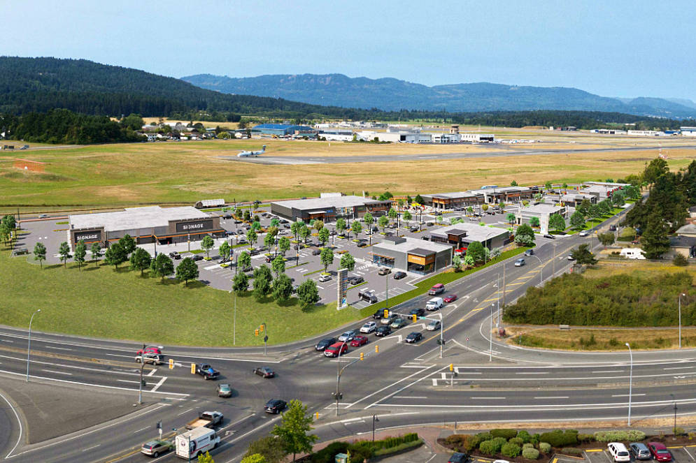 The proposed Sidney Crossing commercial development on Victoria Airport Authority land near Sidney. (Omicron)