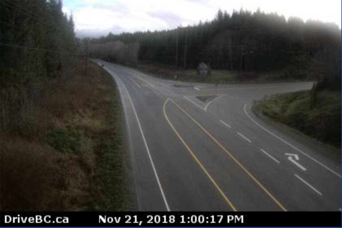 (DriveBC webcam)                                Live webcam footage of Highway 19 near Port Alice, which is the only webcam past Woss.