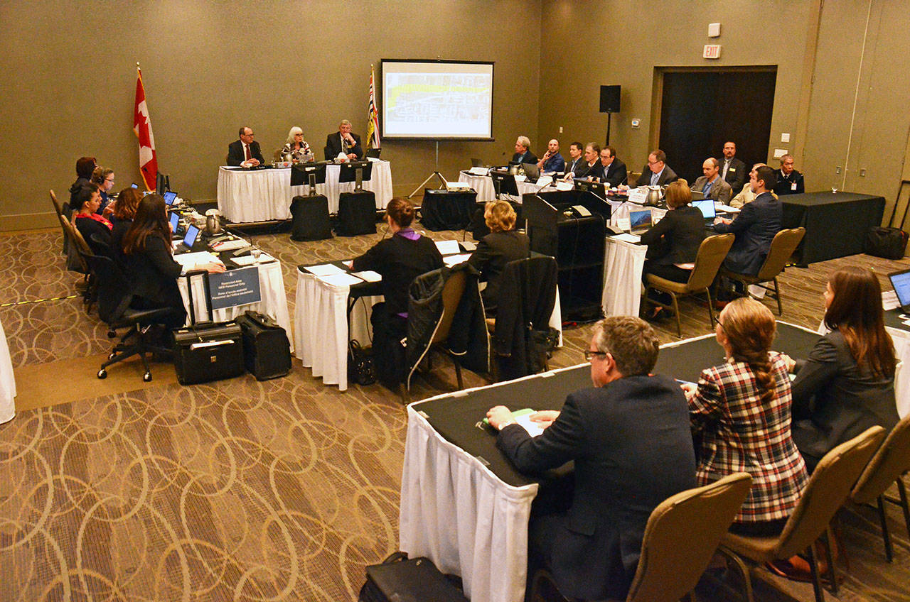 Eight groups of Indigenous intervenors, including the Tsawout and Tsartlip Nations, will present arguments to the NEB panel in Victoria for the Trans Mountain pipeline expansion project. (Black Press file photo)