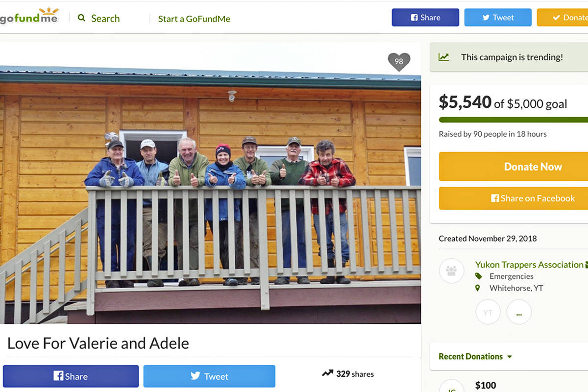A screen capture at 9:30 a.m. on Nov. 30 of the GoFundMe page set up to support the family of a Whitehorse French immersion teacher who, along with her infant daughter, was fatally attacked a grizzly bear Nov. 26 at their trapper’s cabin in central Yukon. (GoFundMe.com/Screen capture)