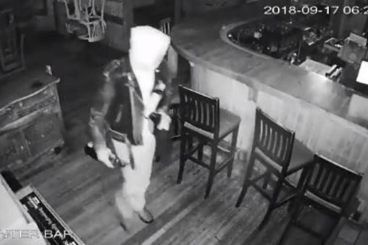 This is one of a pair of bumbling thieves who stole a Keno machine from 17 Mile Pub. Call Crime Stoppers with any information. (Greater Victoria Crime Stoppers)
