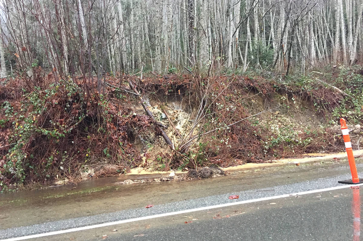 A mudslide has closed Highway 18 to Lake Cowichan. (Kevin Rothbauer/Citizen)