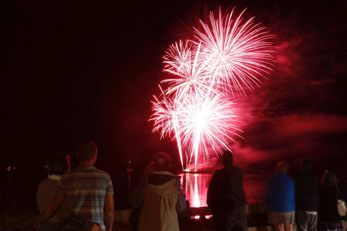 Parksville Beach Festival attendees take in the Quality Foods fireworks display during the Bech Fest finale in 2017. - Adam Kveton Photo