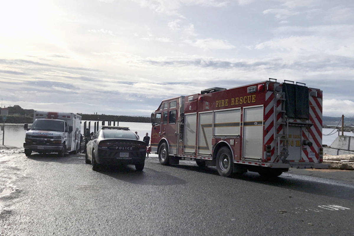 Man rescued from water at Esquimalt boat launch