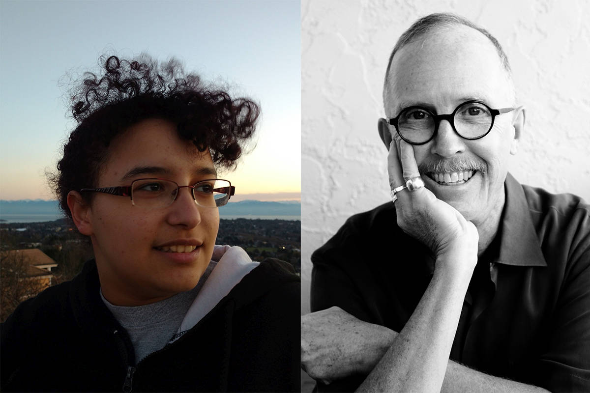The City of Victoria and Greater Victoria Public Library have announced the city’s new honourary Youth Poet Laureate, Aziza Moqia Sealey-Qaylow (left) and Poet Laureate John Barton. Courtesy City of Victoria