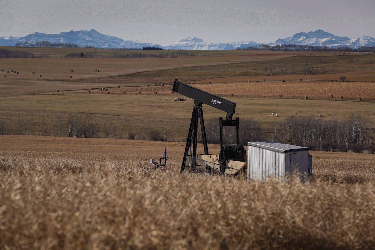 A de-commissioned pumpjack is shown at a well head on an oil and gas installation near Cremona, Alta., Saturday, Oct. 29, 2016. THE CANADIAN PRESS/Jeff McIntosh