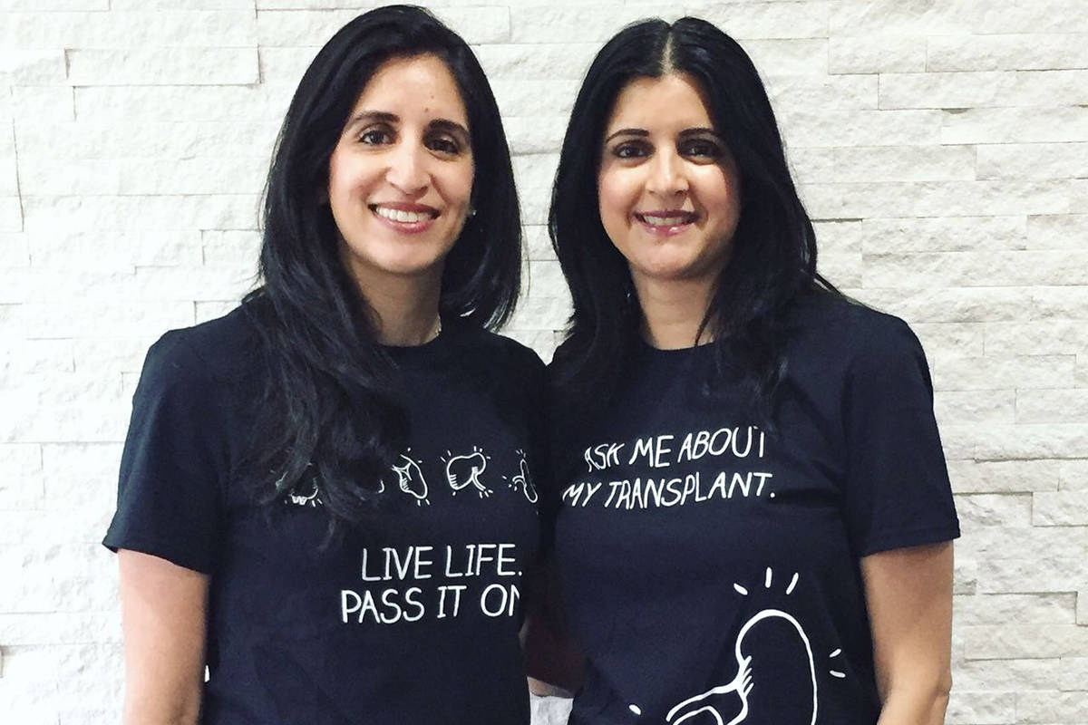Reema Garcha (left) donated a kidney to her sister Binn Johal last year. Submitted photo